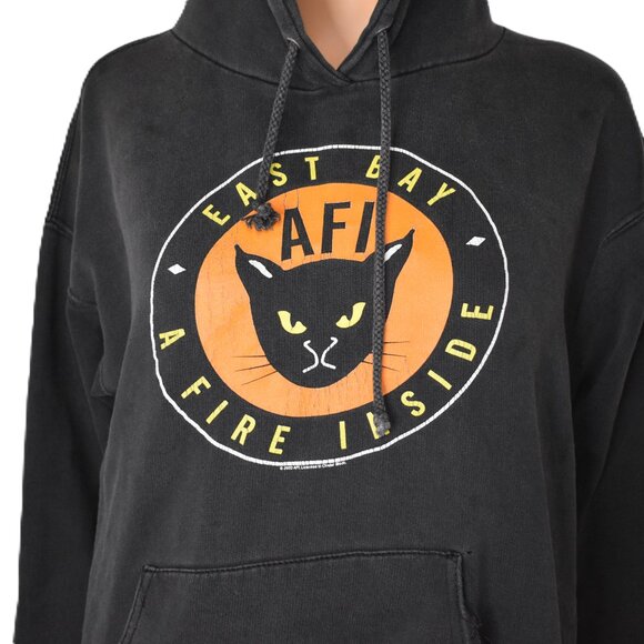 VTG AFI Band 2003 Black Cat Hoodie East Bay Hoodie Sz Small distressed - Picture 2 of 13